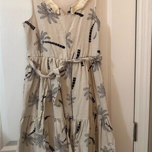 Tahari Cream Dress with Black Palm Design
